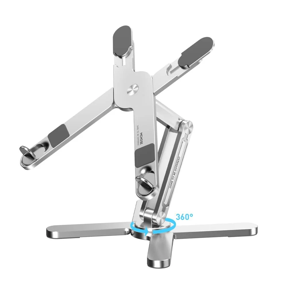 Подставка для ноутбука X-образная с вращающимся на 360 градусов основанием, складной держатель для компьютера с регулируемой высотой, алюминиевая подставка для ноутбука, совместимая с iPad, MacBook 11-16 дюймов, фото №1 Подставка для ноутбука X-образная с вращающимся на 360 градусов основанием, складной держатель для компьютера с регулируемой высотой, алюминиевая подставка для ноутбука, совместимая с iPad, MacBook 11-16 дюймов, фото №1