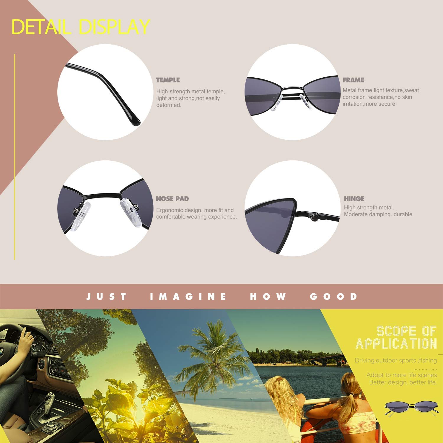 Вінтажні сонцезахисні окуляри DUCO для жінок Ретро Готичні Поляризовані сонцезахисні окуляри UV400 Захист, фото №4