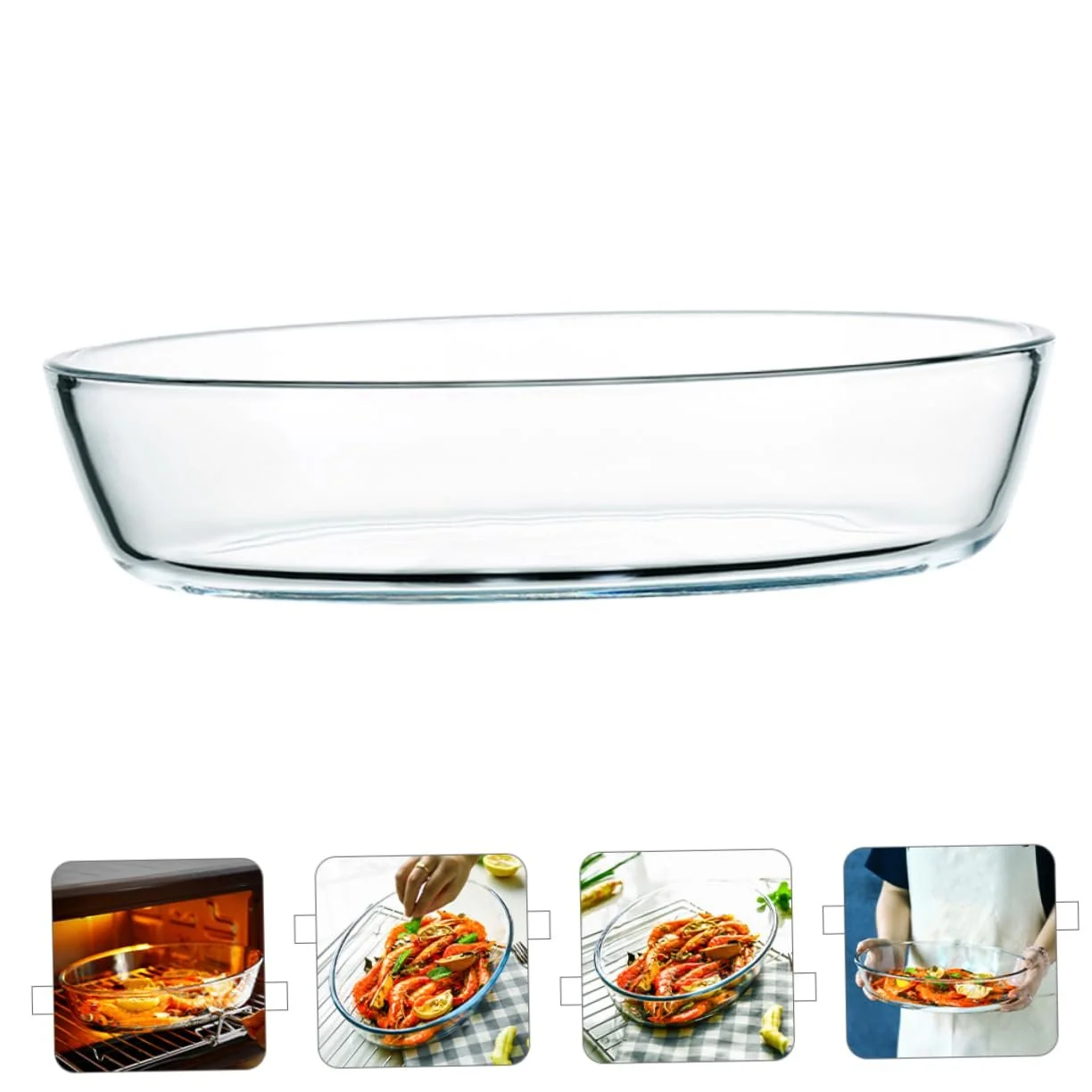 Форма для запекания TIDTALEO Овальная стеклянная 2400 мл Прозрачная, фото №8