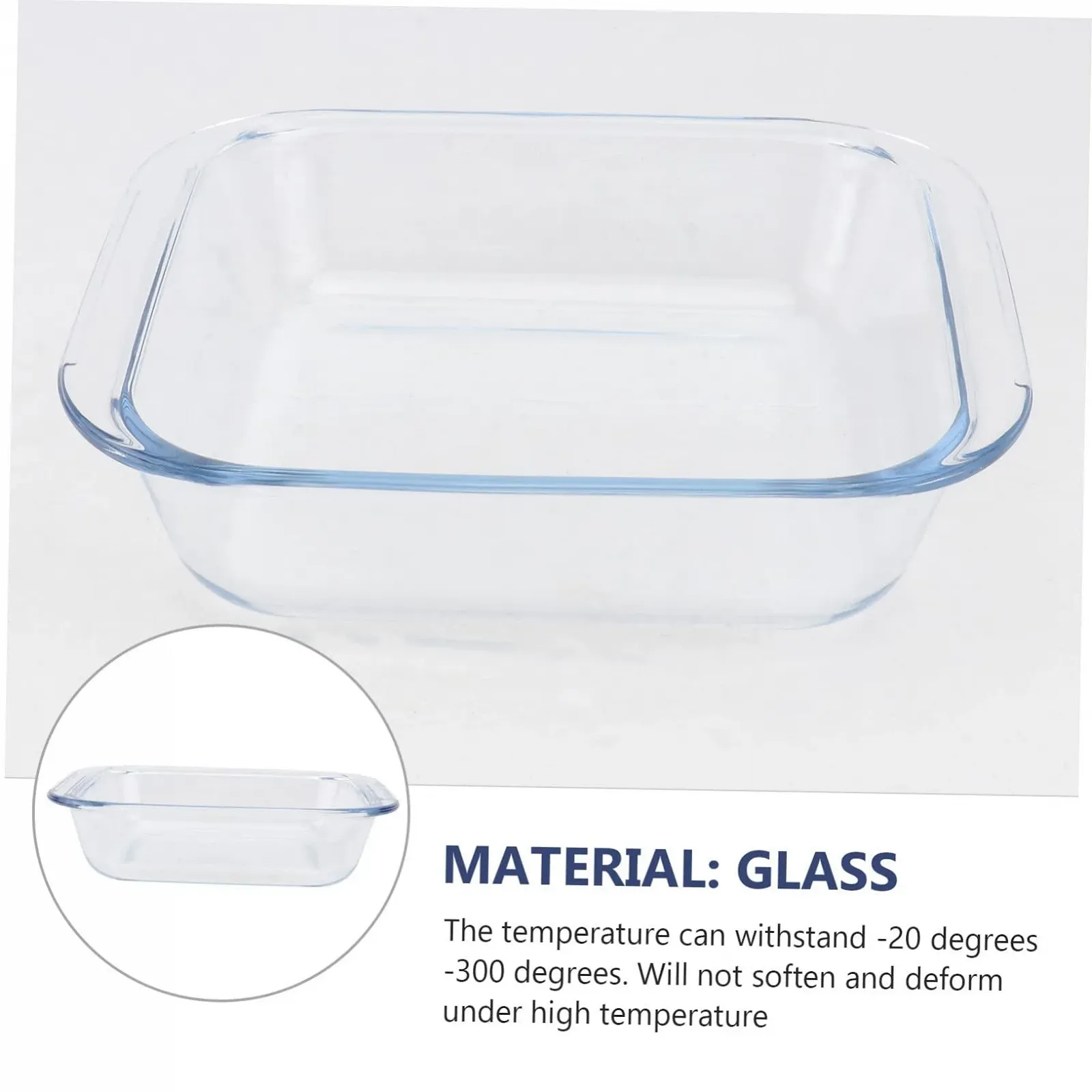 Форма для запекания квадратная термостойкая стеклянная микроволновая безопасная, фото №3