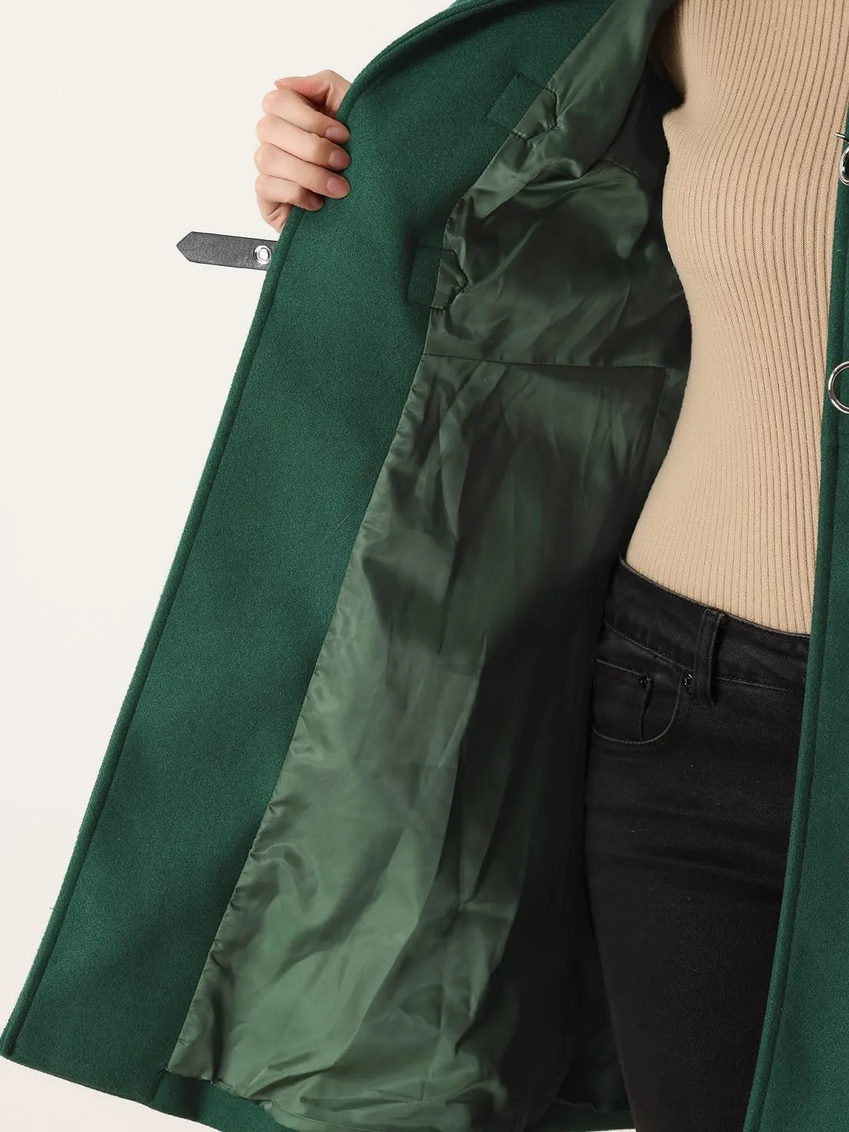 Пальто Allegra K Стойка воротник Однобортное Винтаж Зимняя Верхняя одежда, фото №5