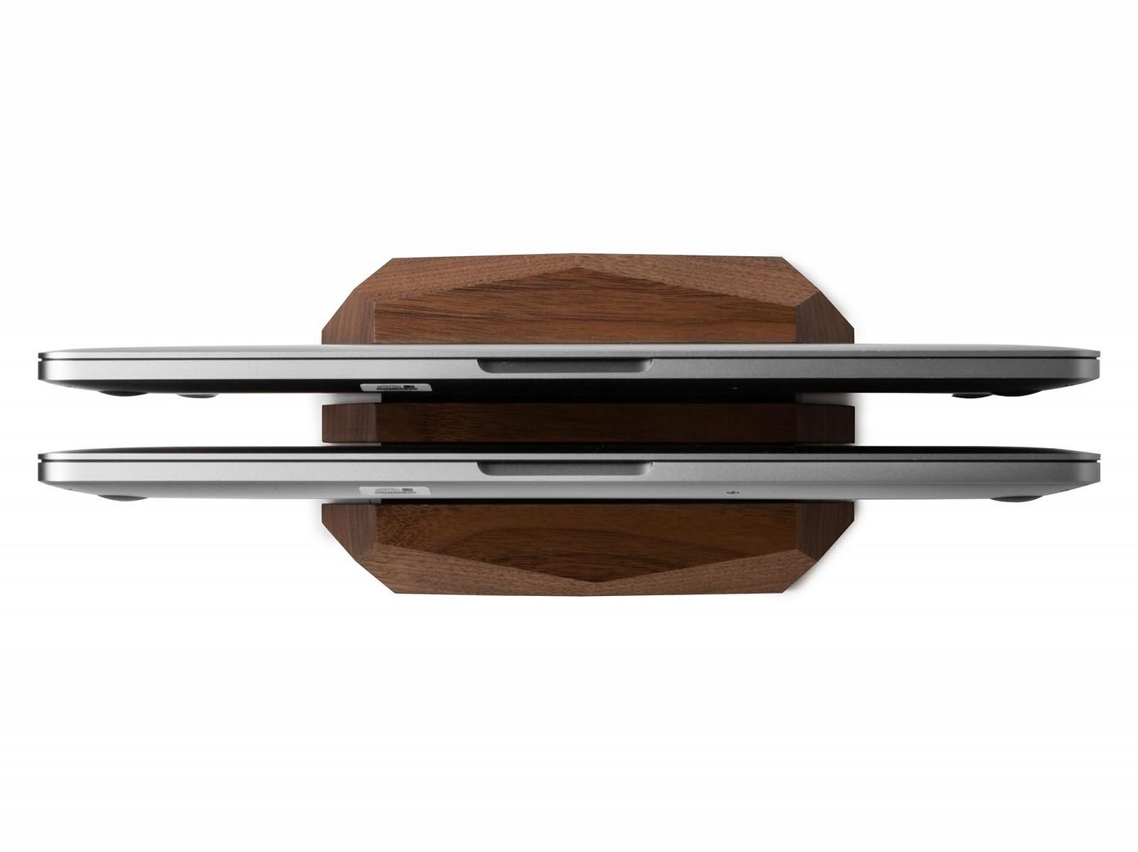 Подставка для ноутбука Oakywood Vertikaler, подставка для планшета, док-станция для двух ноутбуков, двойная деревянная подставка для 2 ноутбуков, для устройств толщиной до 2 см, совместима с MacBook Pro, Air iPad - 18 x 11.3 x 4 см, орех, фото №6