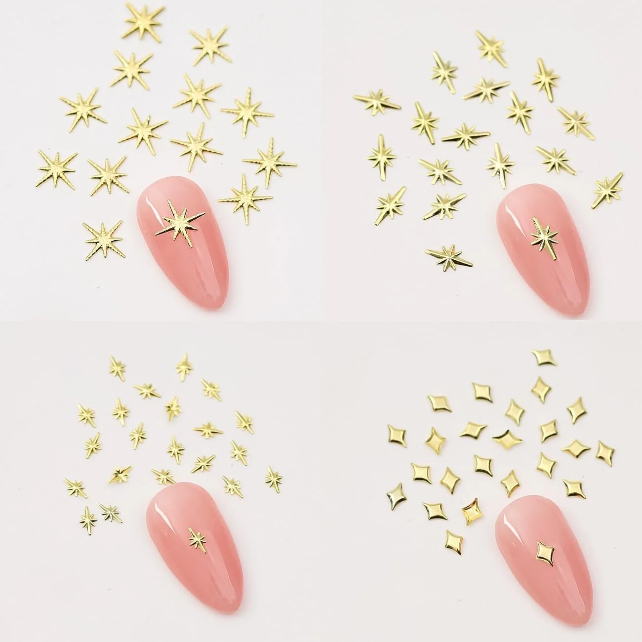 3D Металлические украшения для ногтей в форме золотой звезды, фото №4 3D Металлические украшения для ногтей в форме золотой звезды, фото №4