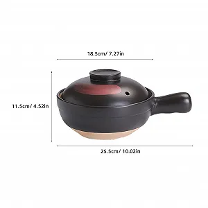 Глиняный горшок Toyvian термостойкий для газовой плиты Черный с красным рисунком synthetic.ua - Фото 1