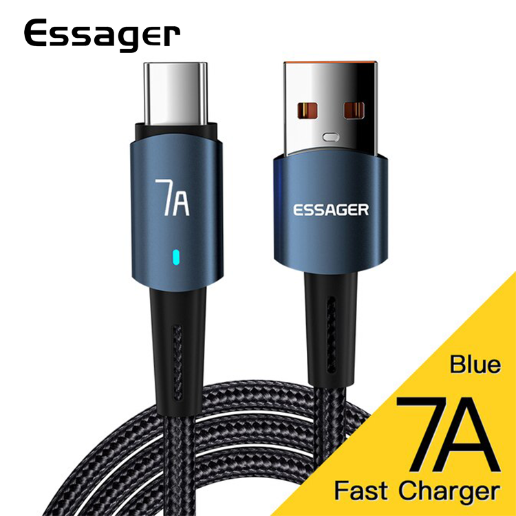Зарядный кабель ESSAGER Sunset черный USB Type-C 7A 1 метр, фото №1
