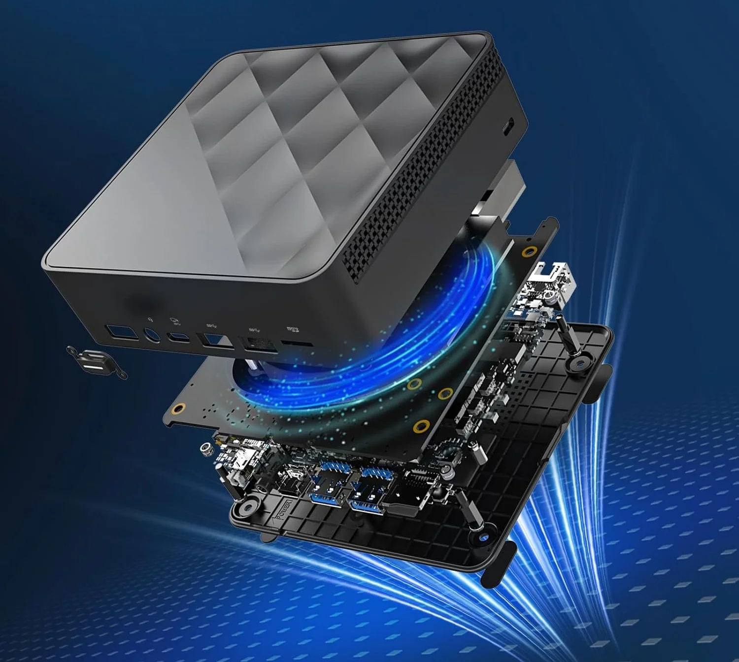 Міні ПК Azeyou / Intel N100 / RAM 16GB / SSD 512GB / 2 x HDMI / 2 x LAN / Wi-Fi 6 / Bluetooth 5.2 / Windows 11 / Чорний, фото №2