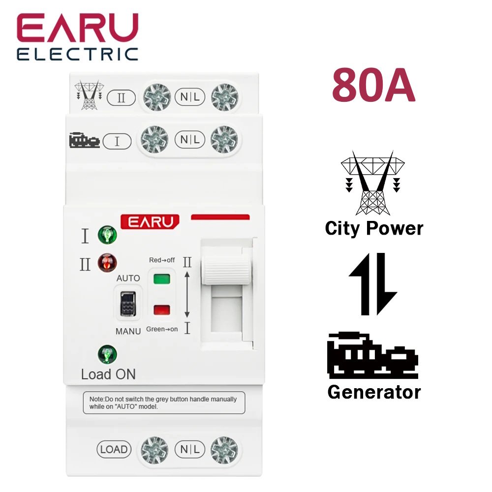 Автомат введення резерву EARU EAATS-F-CG-80 2P 80A 230V АВР перемикач, фото №1