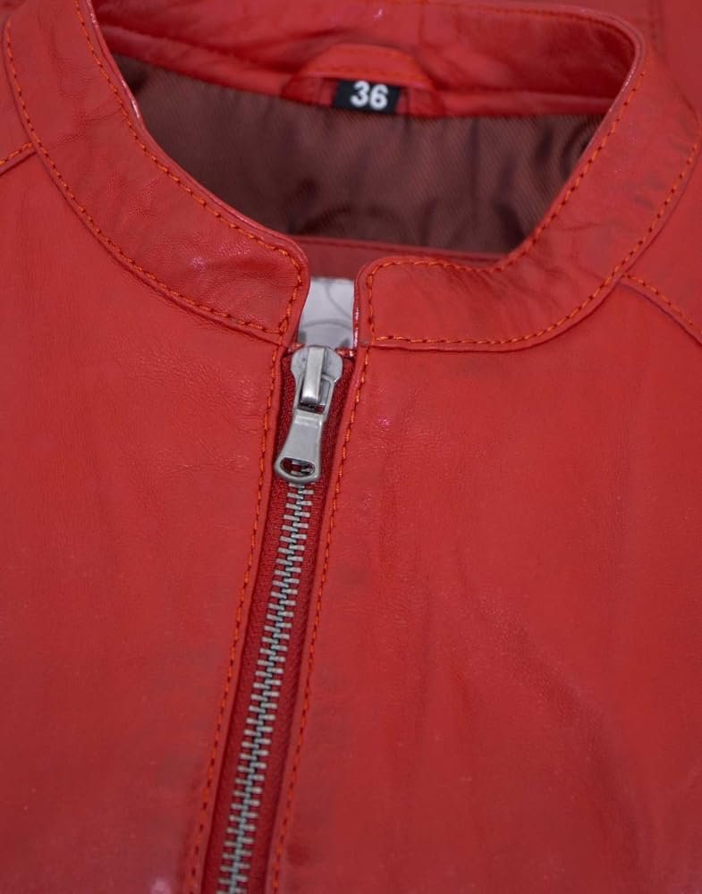 Женская кожаная куртка Lamb Nappa Red, фото №6