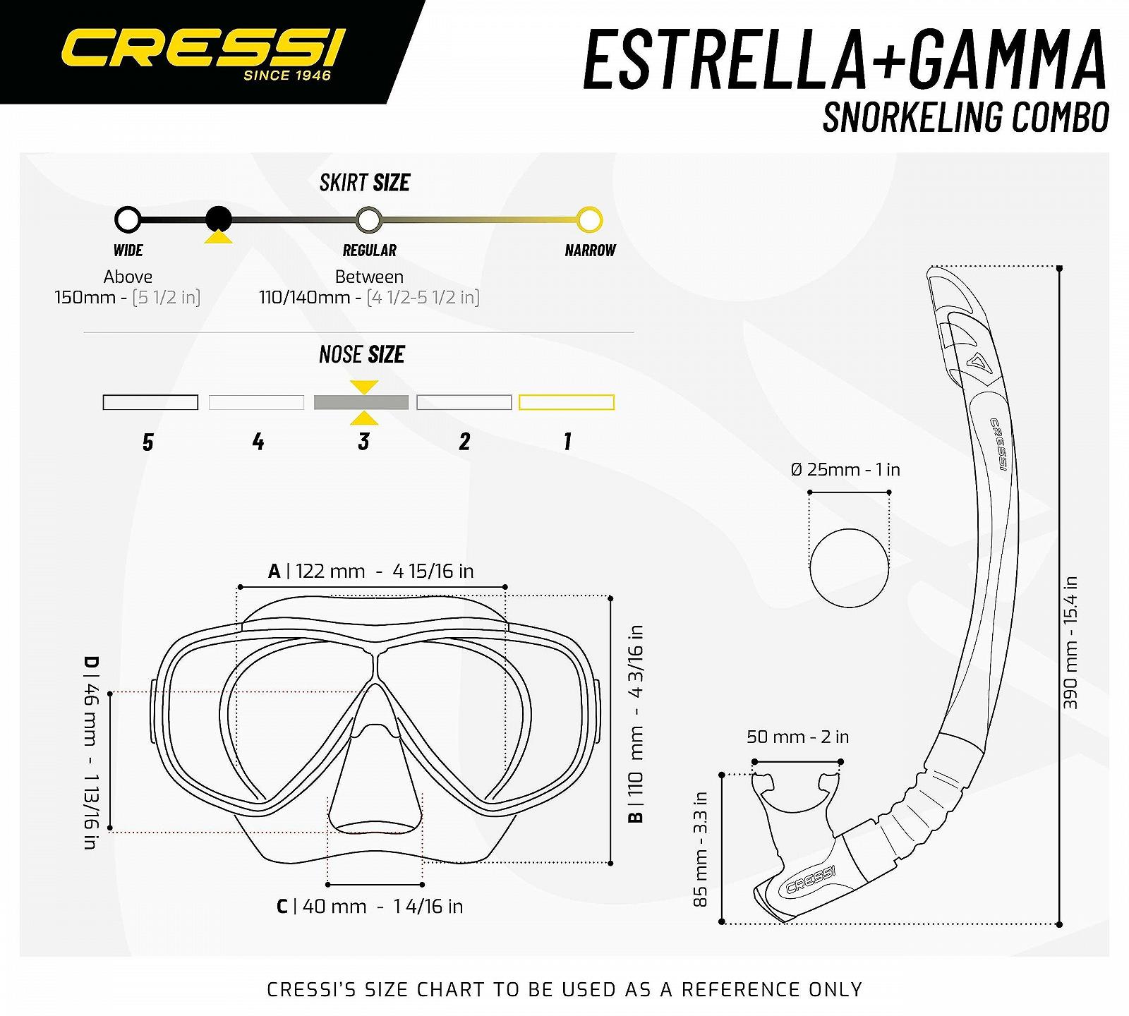 Комплект для снорклинга Маска CRESSI Estrella + Трубка Gamma, фото №5