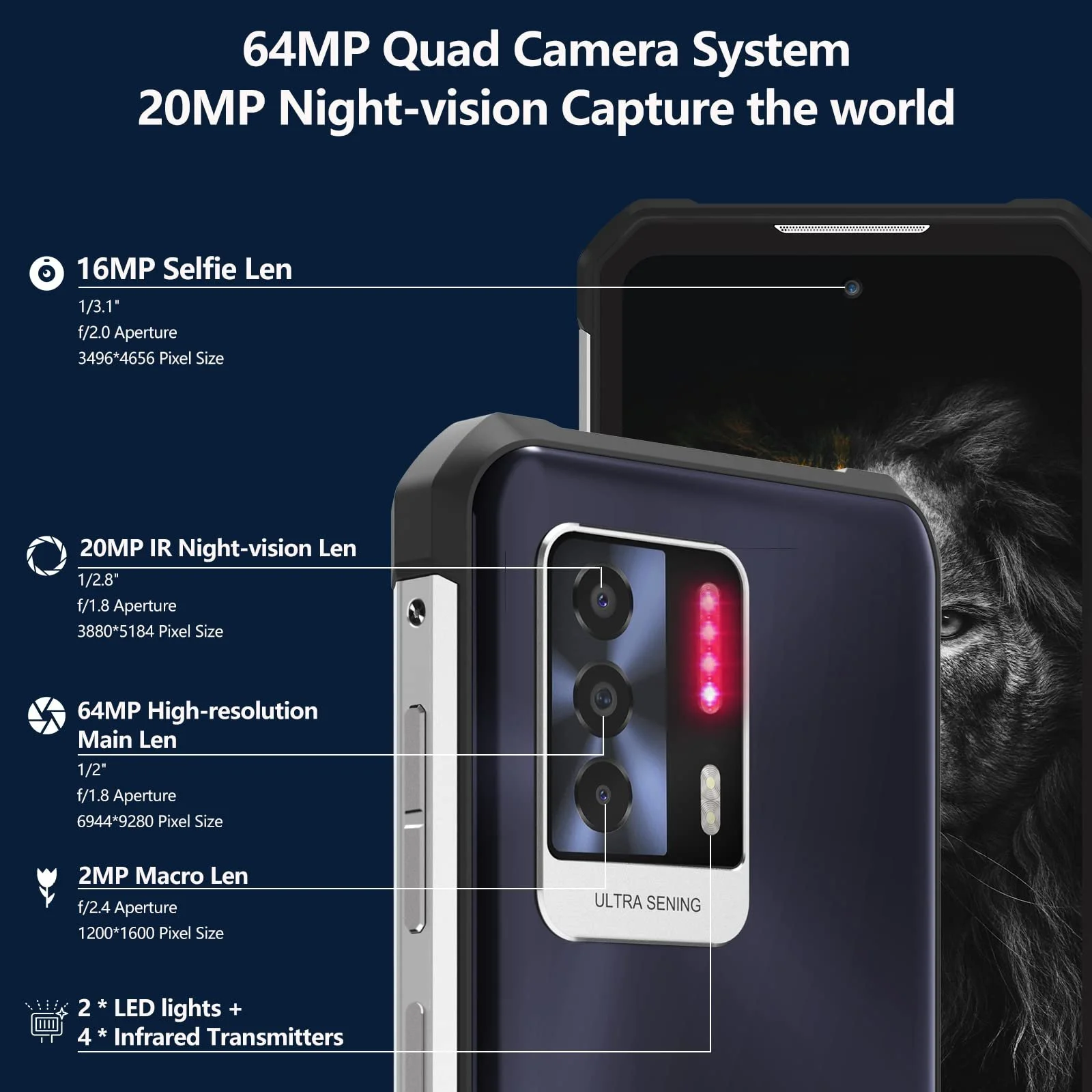 Защищенный смартфон OUKITEL WP17 8300 мАч 128 ГБ + 8 ГБ 90 Гц 6,78 дюйма FHD+ Helio G95 64 Мп + 20 Мп Android 11 NFC OTG Dual 4G, фото №2 Защищенный смартфон OUKITEL WP17 8300 мАч 128 ГБ + 8 ГБ 90 Гц 6,78 дюйма FHD+ Helio G95 64 Мп + 20 Мп Android 11 NFC OTG Dual 4G, фото №2