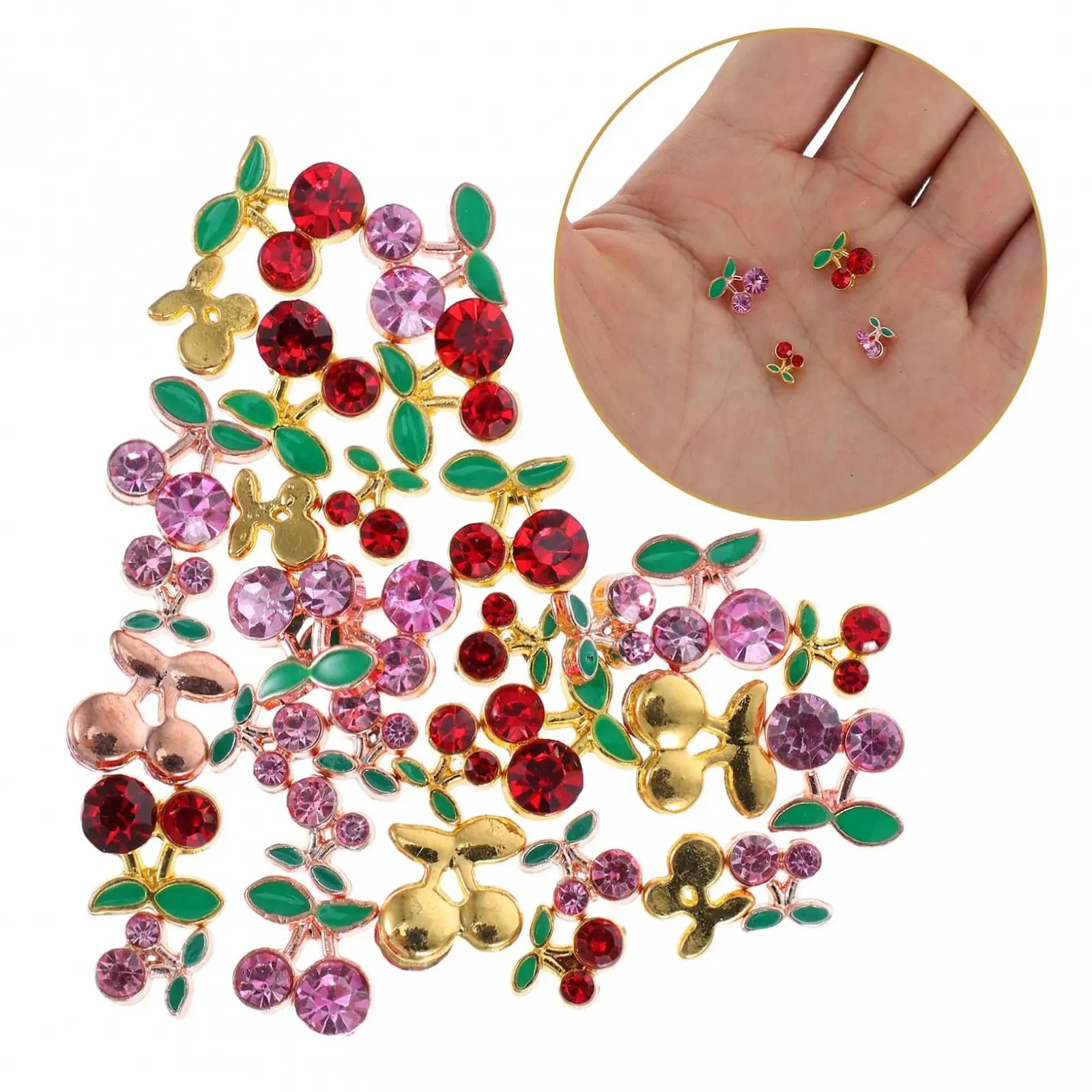 Прикраса для нігтів Вишня 32 шт. кристали у формі вишні Підвіски з вишнями з фруктами Фруктові прикраси з сплаву, фото №9