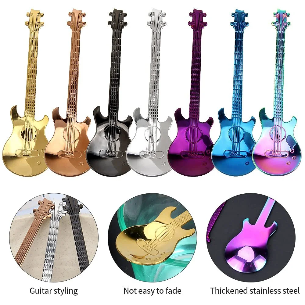 Ложки для кави, Ложки-гітари, Набір з 7, Різнокольорові, фото №3