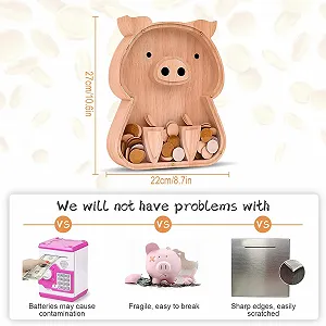 Скарбничка Дерев'яна Маленька свиня Прозора synthetic.ua - Фото 1