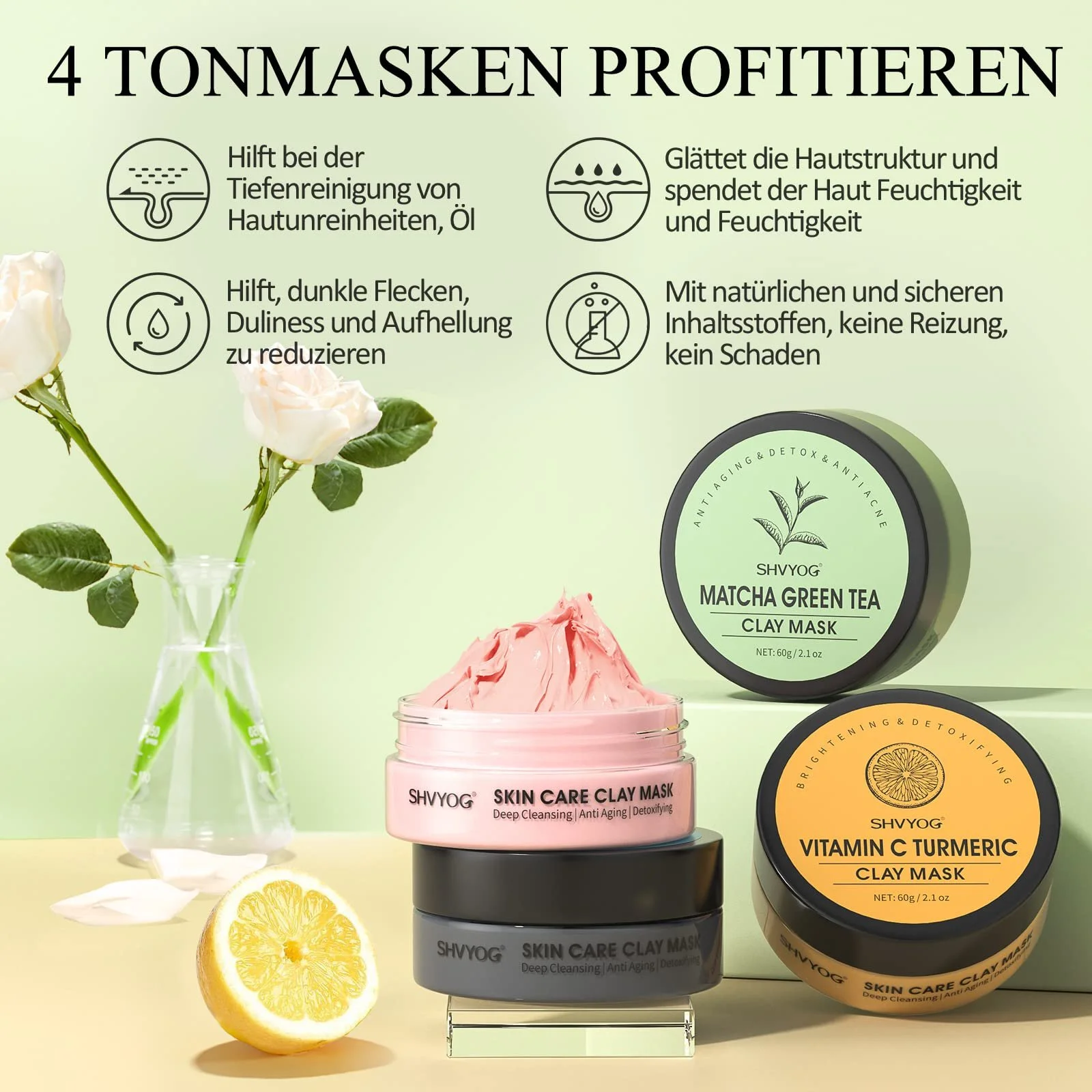 Набір глиняних масок для обличчя Vitamin C з куркумою, фото №3