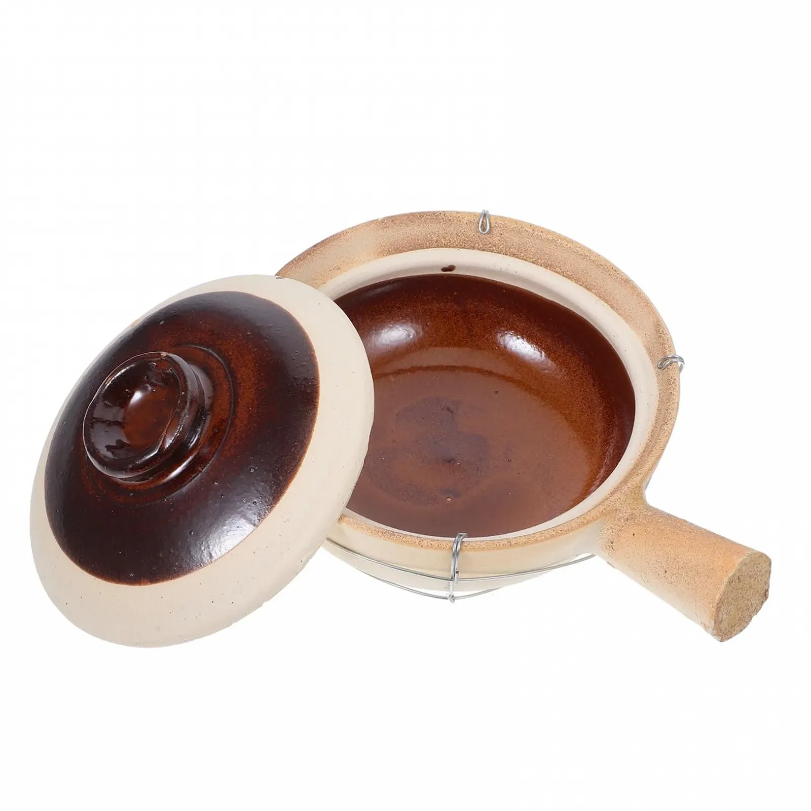 Керамический горшок Cabilock Традиционный китайский одноручный с железной ручкой жаропрочный, фото №1