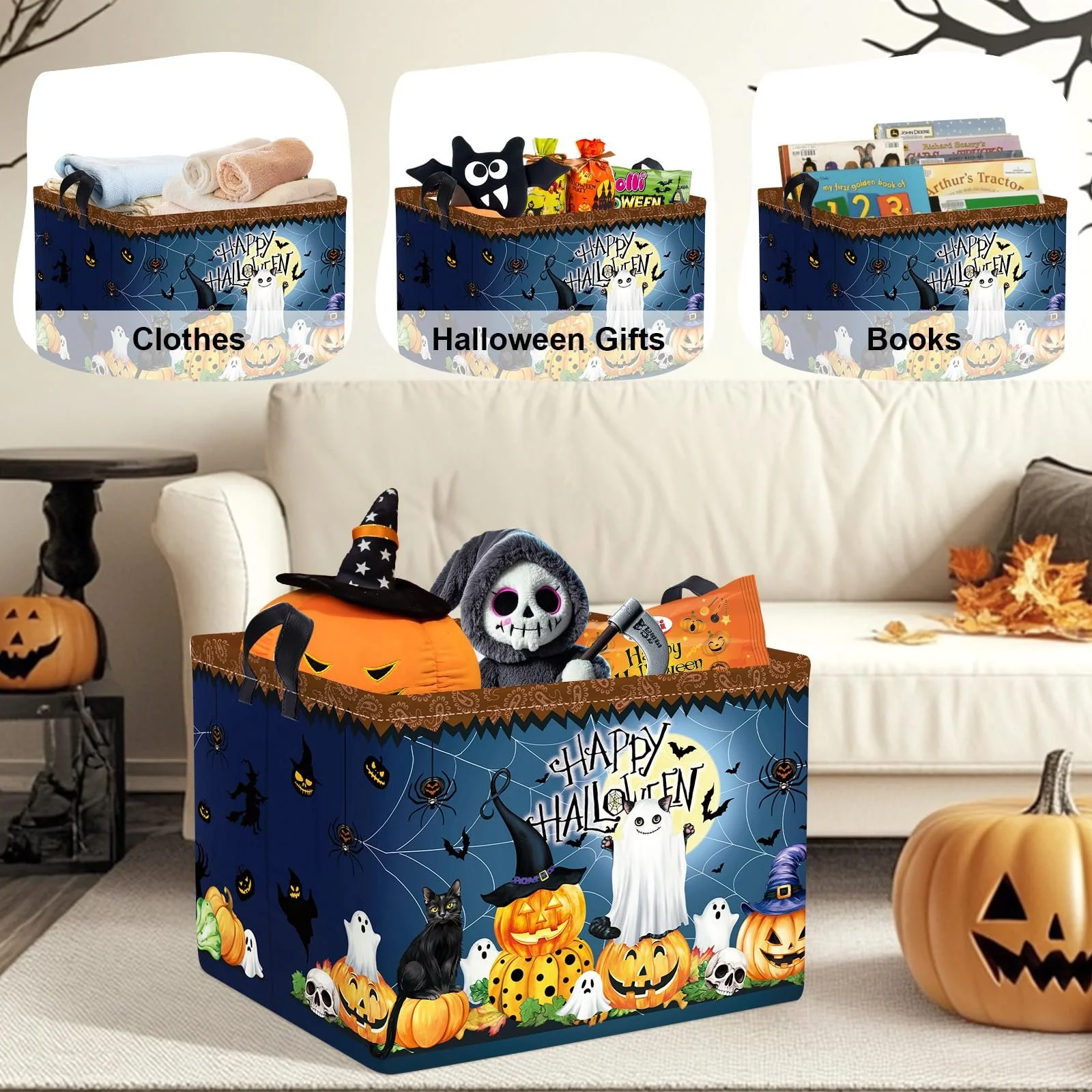 Корзина HUUMONSS для хранения вещей на Хэллоуин Привидение Летучая мышь Тыква Складная, фото №5 Корзина HUUMONSS для хранения вещей на Хэллоуин Привидение Летучая мышь Тыква Складная, фото №5