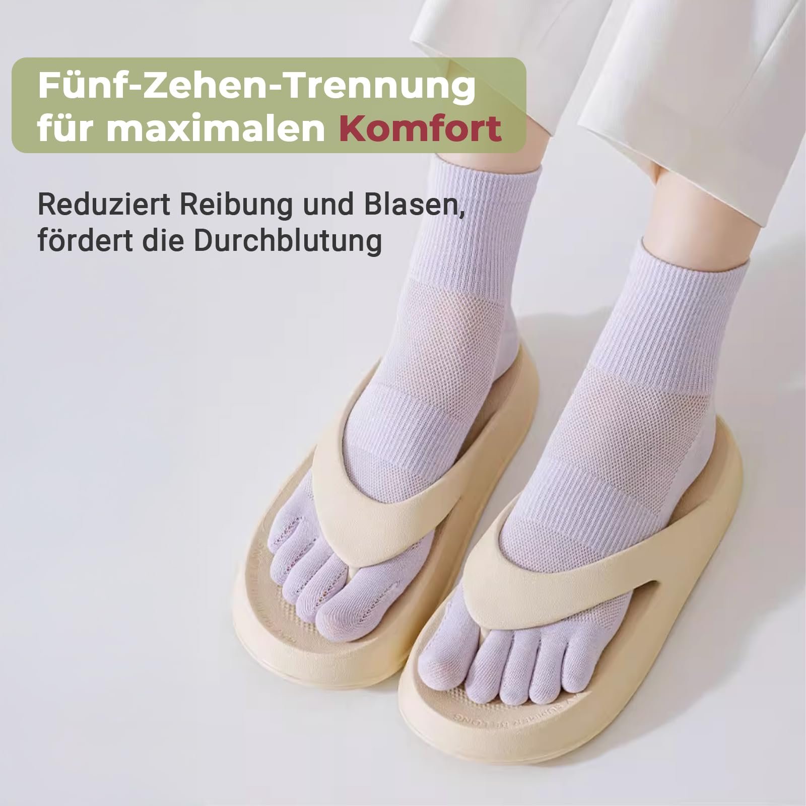Дышащие хлопковые носки для пальцев ног Женские - Пятипальцевые носки для потных ног, разделение пальцев и лучшее кровообращение для йоги, пилатеса, фитнеса, дома и повседневной жизни, фото №4