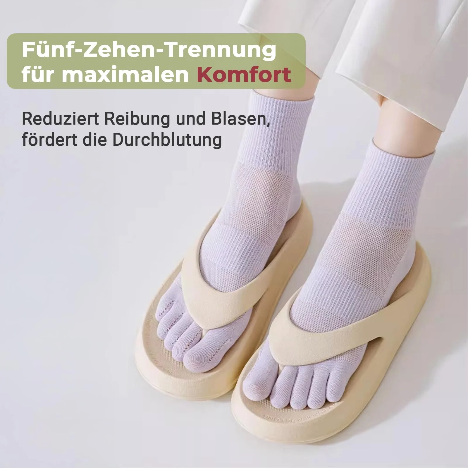 Дихаючі бавовняні шкарпетки П'ятипальцеві шкарпетки, фото №4