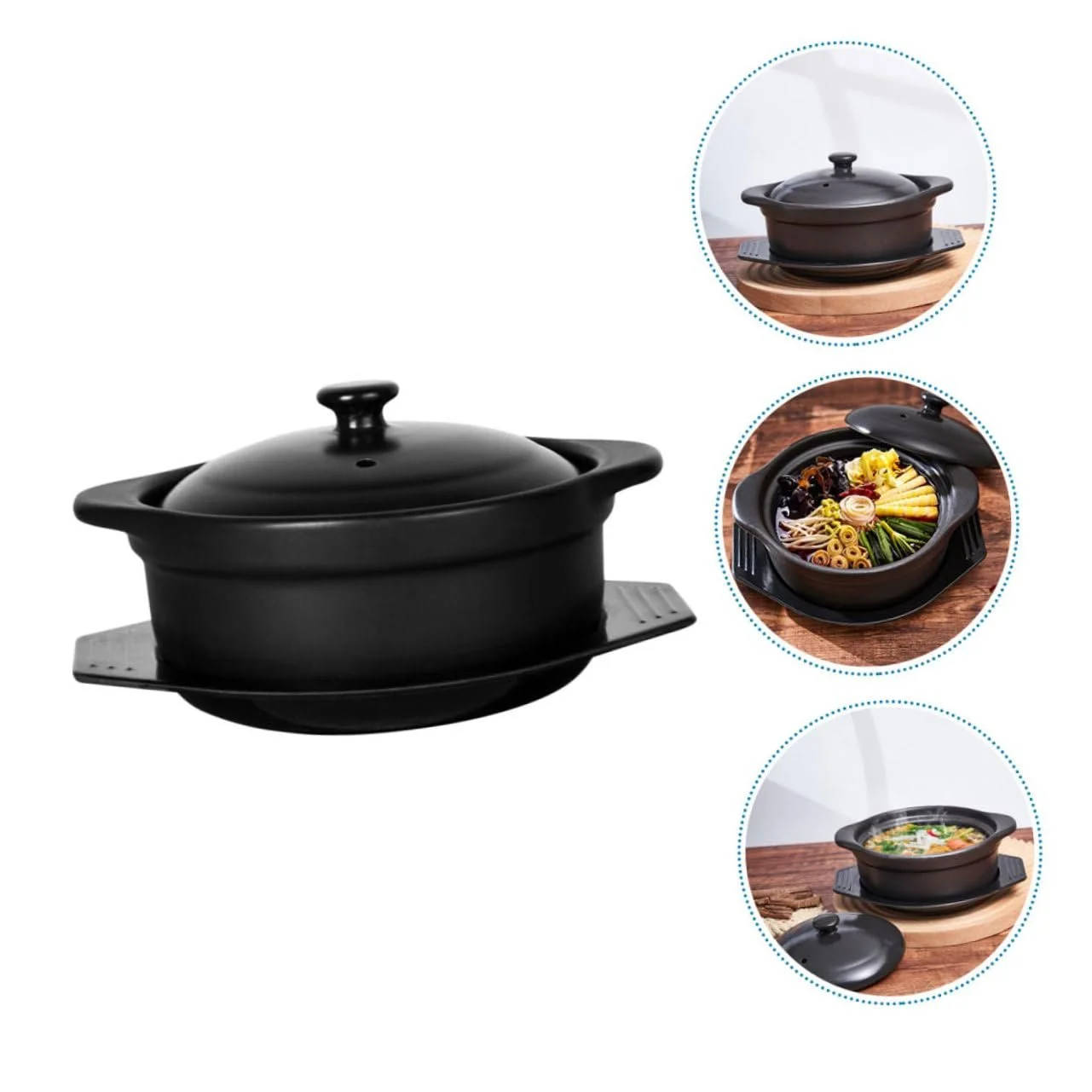 Каструля ABOOFAN керамічна з кришкою 1,26 л антипригарна з подвійними ручками для супу та тушкування, фото №7