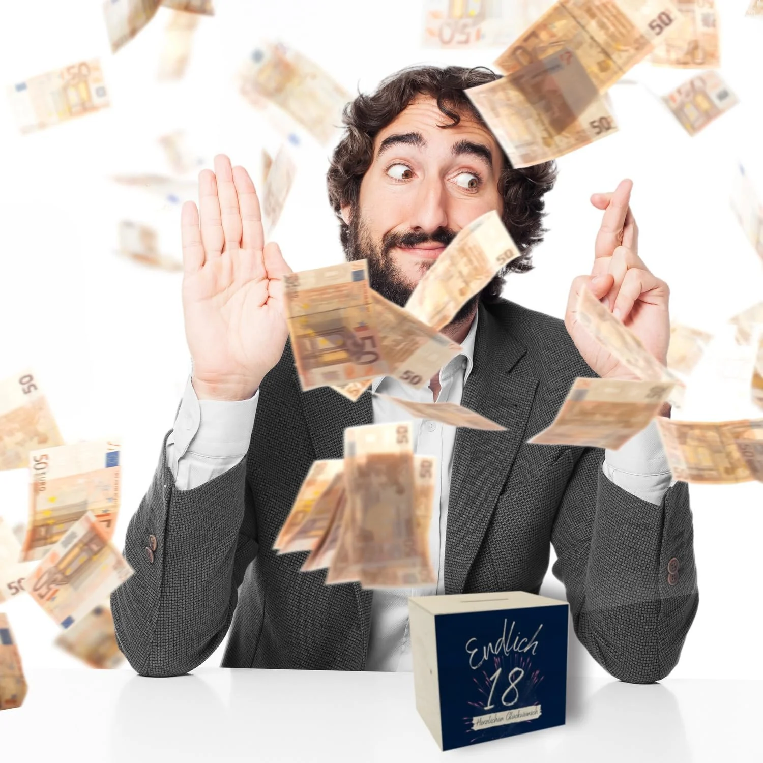 Скарбничка Endlich 18 Дерев'яна "Herzlichen Glückwunsch" На 18-річчя, фото №7