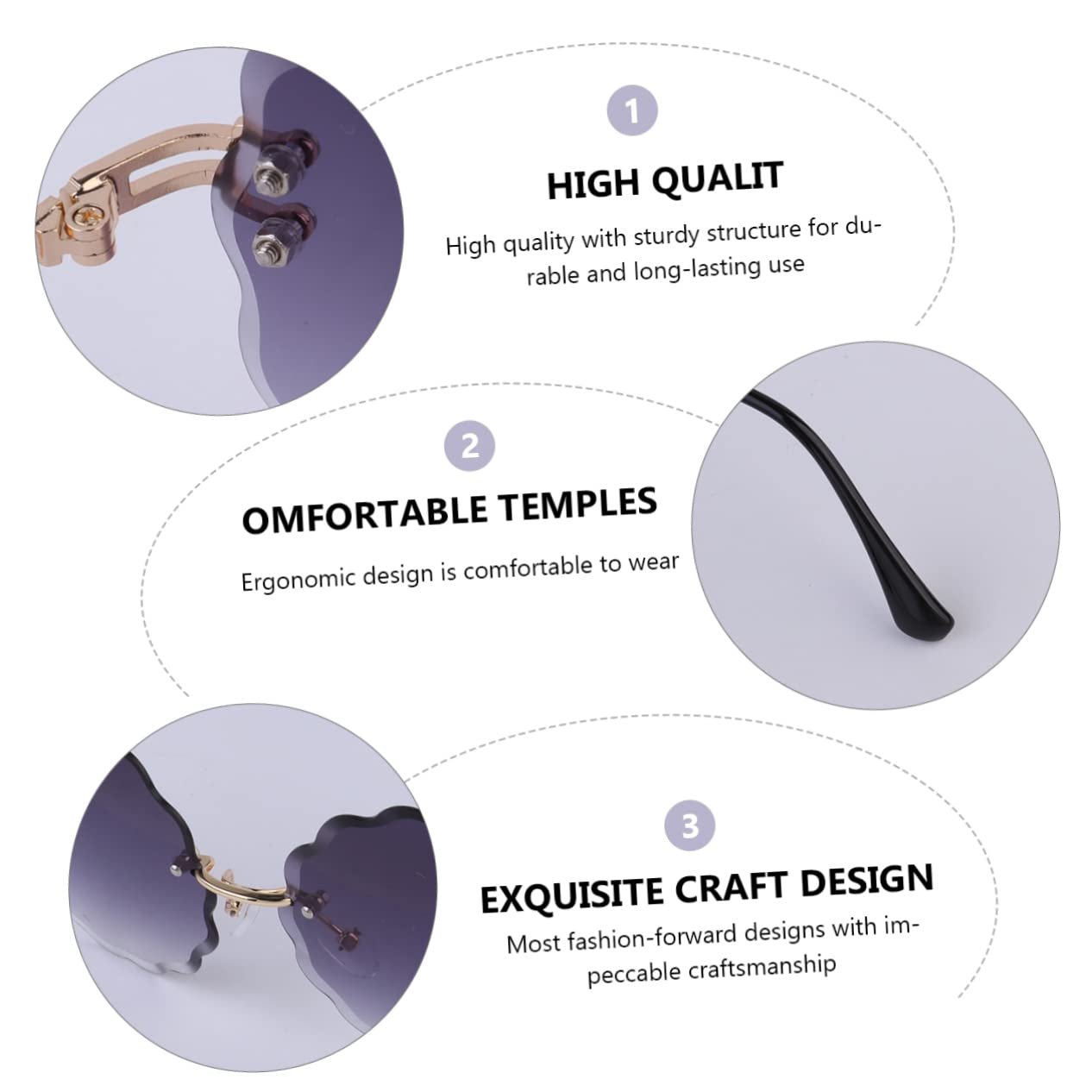 Сонцезахисні окуляри Quincunx 3 PACKOVE Жіночі окуляри Темно-сірий, фото №3