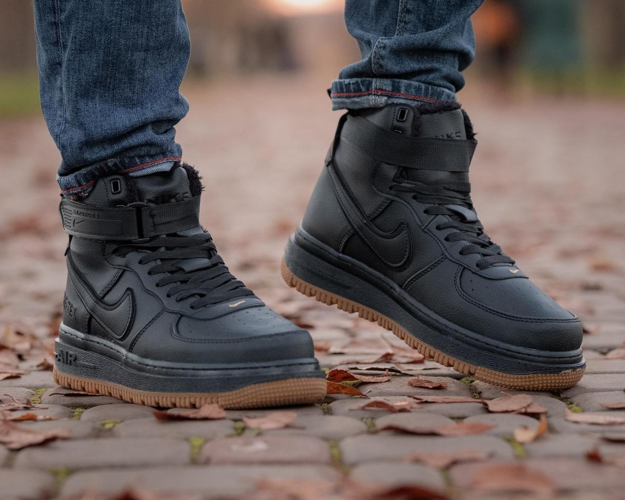 Кросівки на хутрі Nike Air Force Gore Tex High Black, фото №2