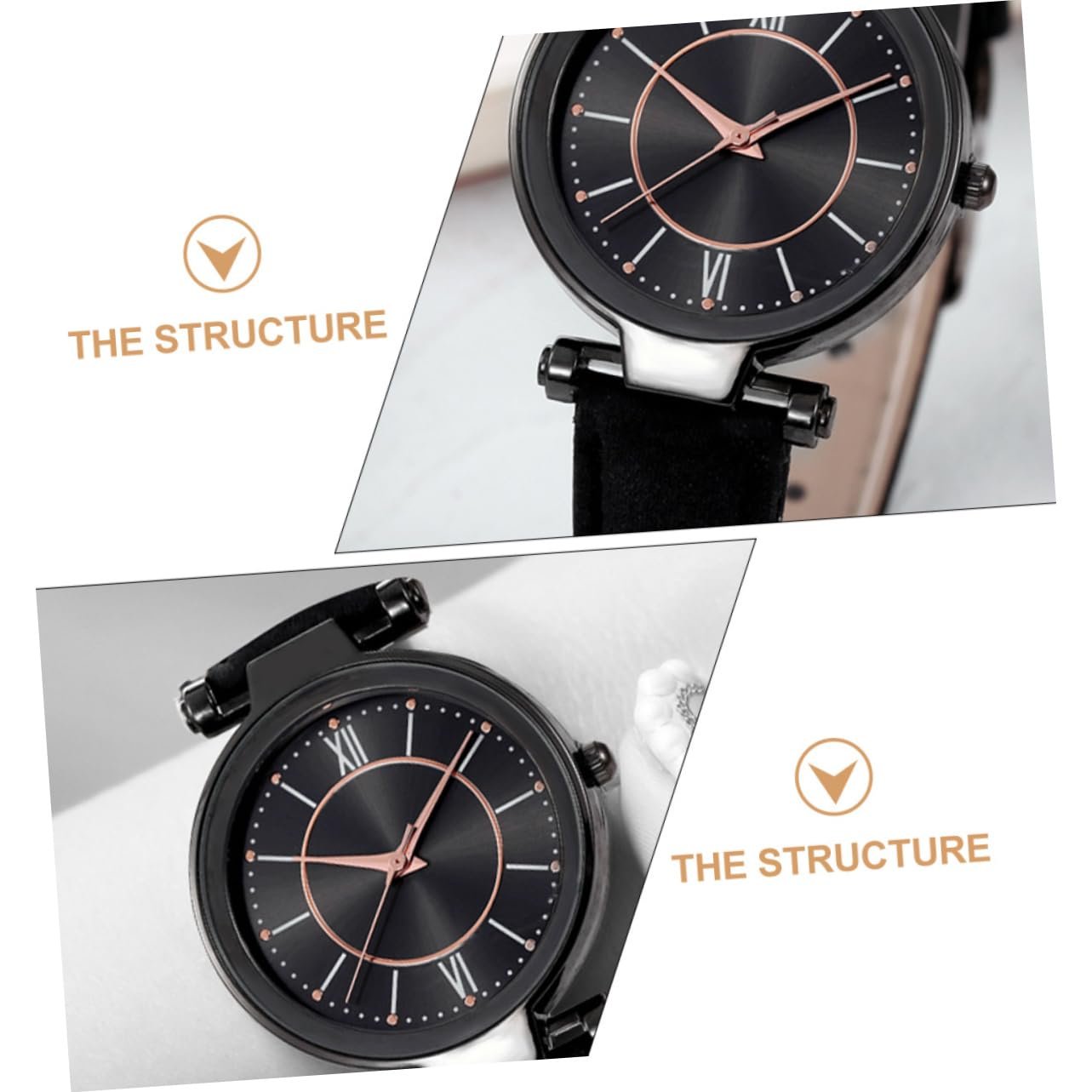 Жіночий годинник PartyKindom 2 шт. з імітацією шкіряного ремінця, фото №5 Жіночий годинник PartyKindom 2 шт. з імітацією шкіряного ремінця, фото №5