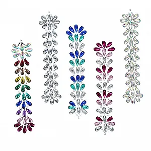 Наклейки Стразы для Лица FOMIYES 5 шт Блестки Белый, Голубой и Радужный - Фото 1