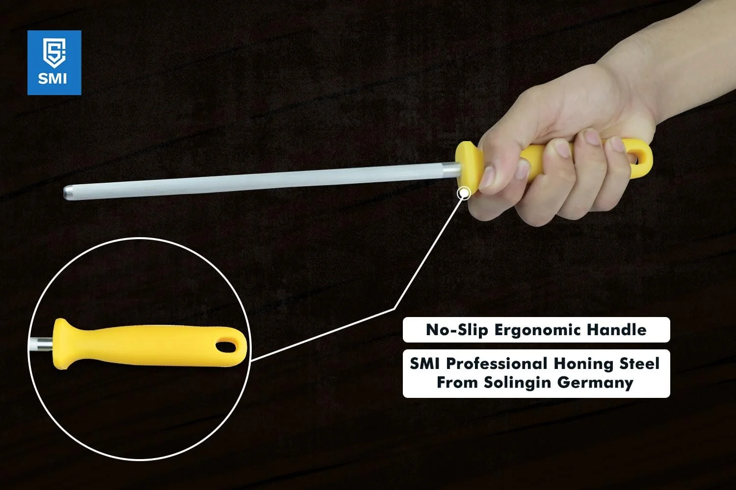 Мусат SMI Solingen сталевий з жовтою ручкою, фото №4