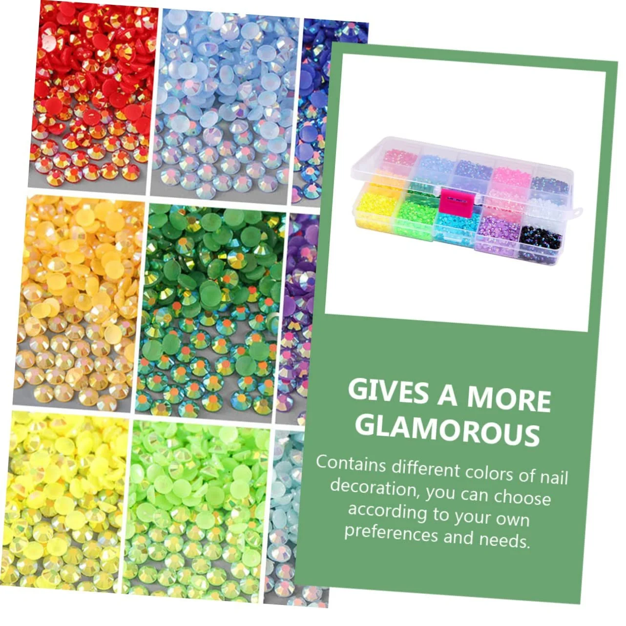 Украшения для ногтей (1 коробка) Стразы Подвески для ногтей Аксессуары для дизайна ногтей Плоские бриллианты Смола, фото №8