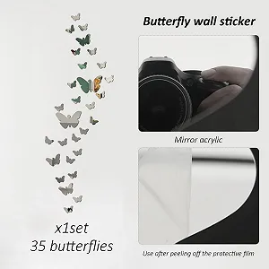 Набір дзеркальних наклейок на стіну Butterfly 35 шт. Акрил 3D synthetic.ua - Фото 1