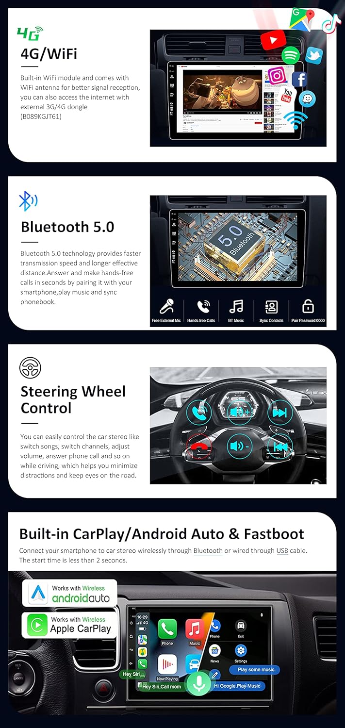 Штатная автомагнитола BXLIYER для Nissan Navara 3 D40 (2004-2010) / 9" / Сенсорная / Apple CarPlay / Android Auto / Bluetooth / WI-FI / GPS / USB, фото №4