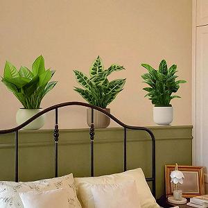 Наклейка на стіну UPKOCH 1 набір Рослини в горщиках Вініл ПВХ Тропічні рослини Зелений synthetic.ua - Фото 1