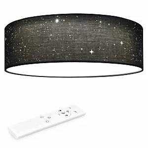 Светильник Navaris LED Круглый Starlight Потолочный Регулируемый Цвет Температуры Пульт Дистанционного Управления Тканевый Белый - Фото 1