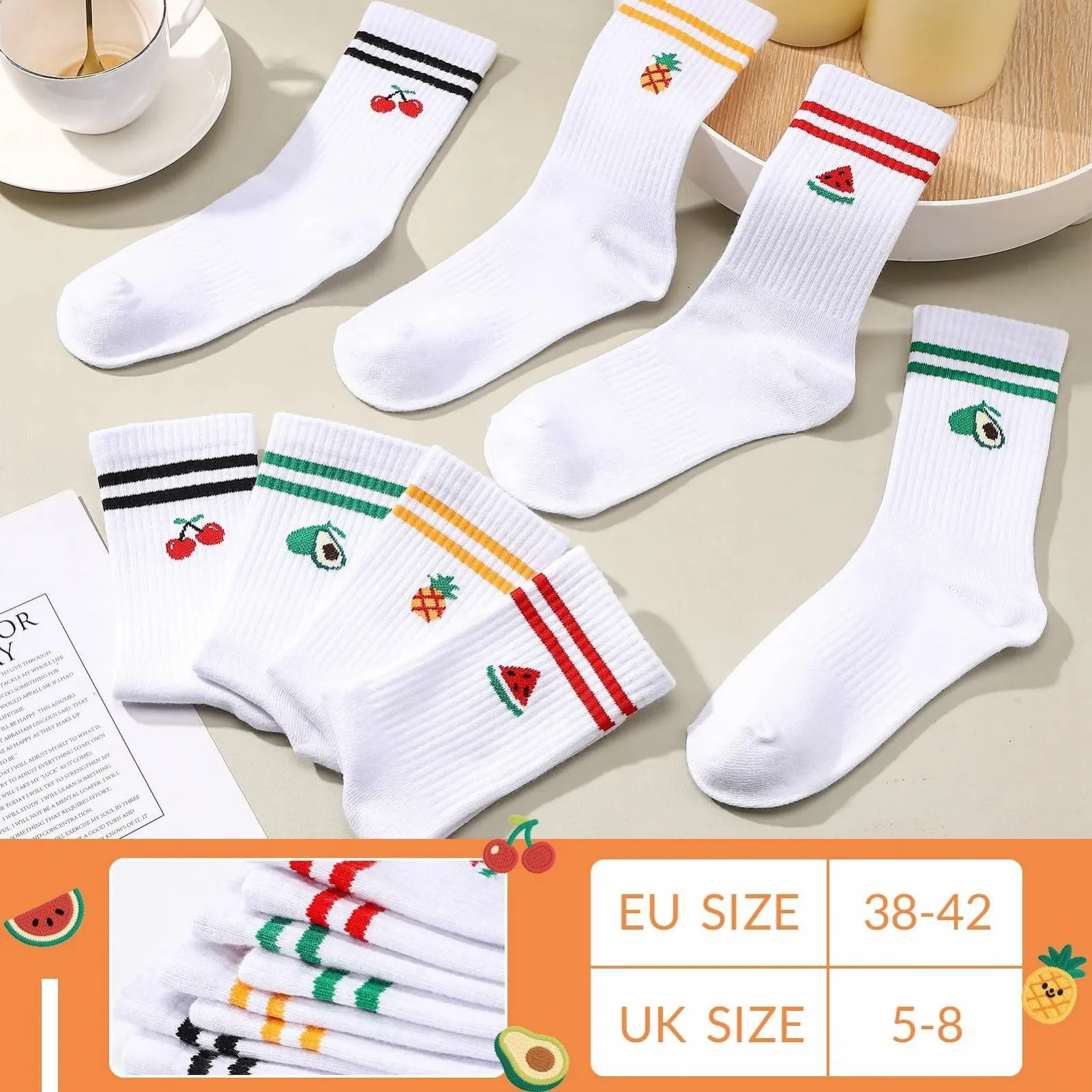 Тенісні шкарпетки Унісекс з фруктовим візерунком 4 пари, розмір 38-42, фото №3