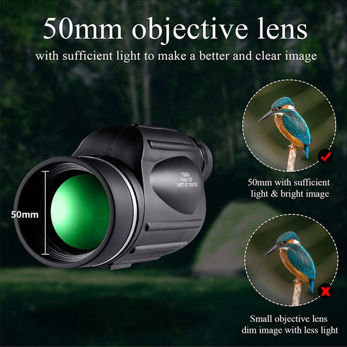 Монокуляр QHYTL HD 13×50 Чорний, фото №7