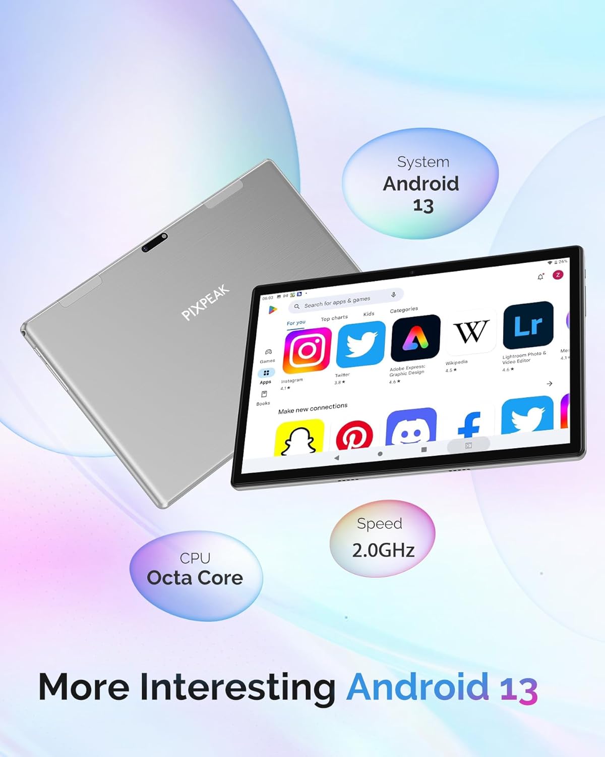 Планшет 10.1" PIXPEAK L80 8+11/128Gb 8 ядер Android 13 8000 mAh Серый, фото №3