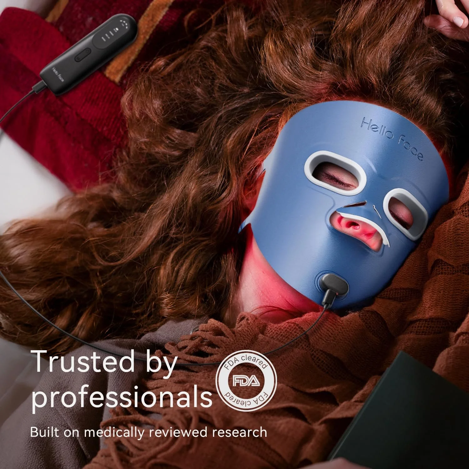 Маска для обличчя Hello Face Rotlicht, 280 LED-чіпів, 4 режими, акумулятор 3000mAh, знімний захист для очей і м'яка тканина, фото №4