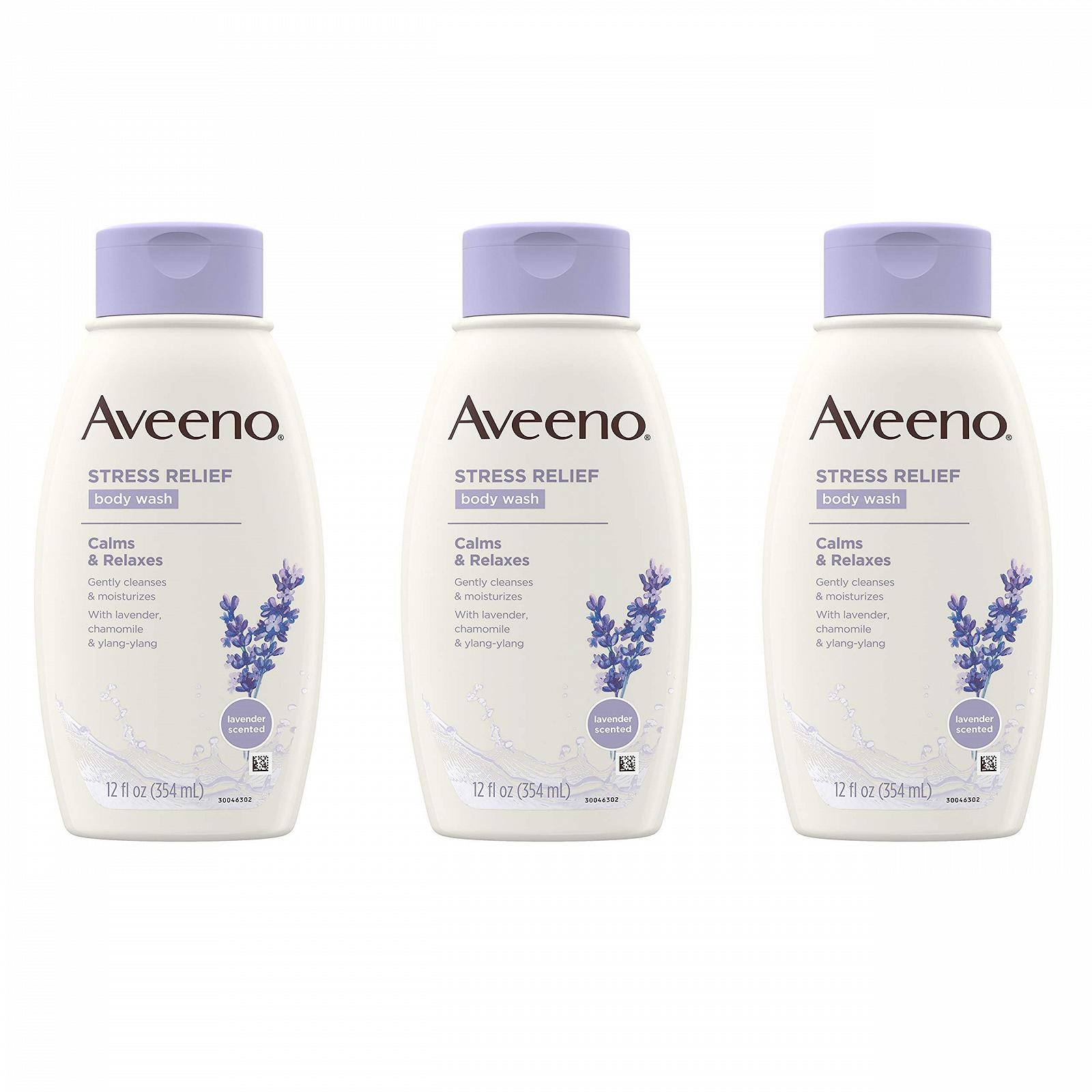 Гель для душу Aveeno Stress Relief 12 фл. унц. 3 шт. Овес, лаванда, ромашка та іланг-іланг, фото №1
