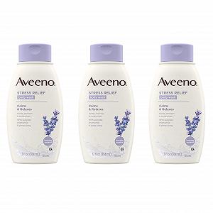 Гель для душу Aveeno Stress Relief 12 фл. унц. 3 шт. Овес, лаванда, ромашка та іланг-іланг - Фото 1