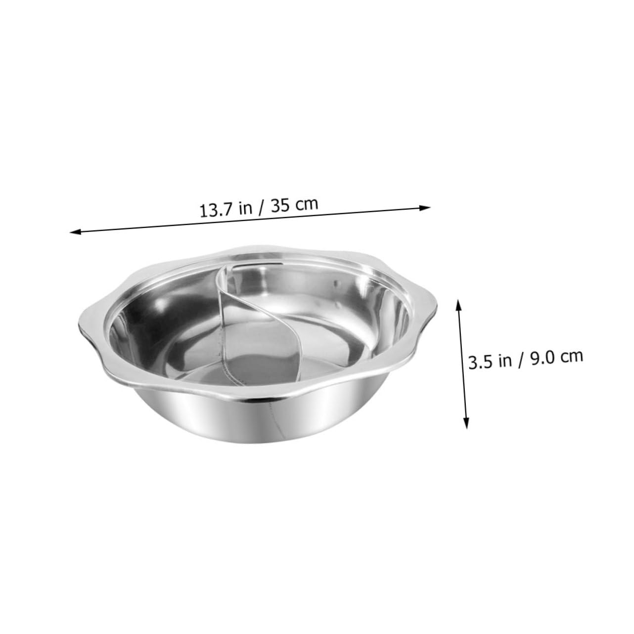 Каструля Cabilock Stainless Steel Shabu Pot велика з кришкою роздільником срібляста, фото №2