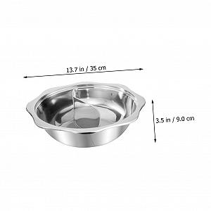 Каструля Cabilock Stainless Steel Shabu Pot велика з кришкою роздільником срібляста synthetic.ua - Фото 1