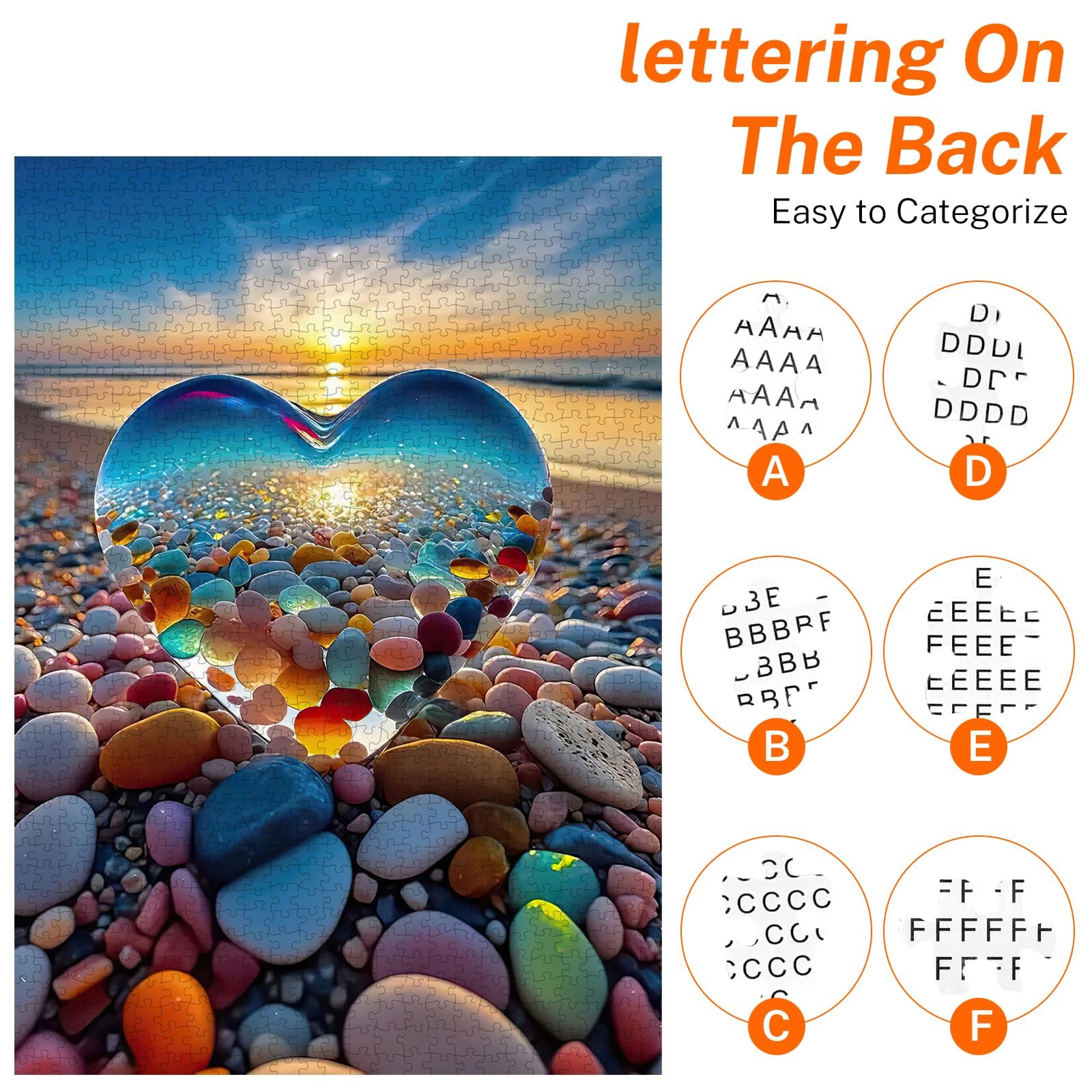 Пазл Heart Pebbles Beach, 1000 елементів, Камінці на пляжі, 70 x 50 см, фото №4