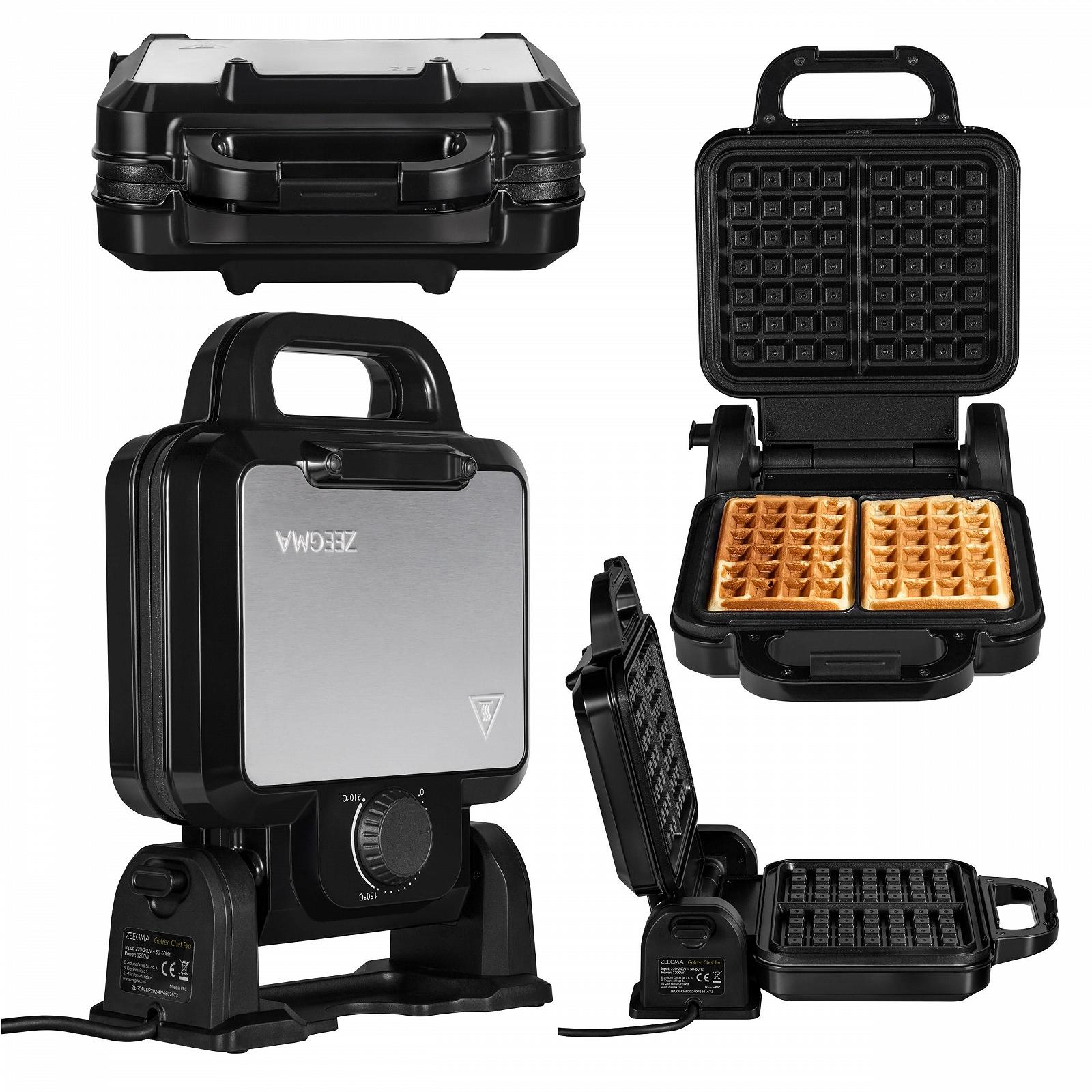 Вафельница ZEEGMA GOFREE CHEF PRO 1200 Вт Бельгийская Двойная Вертикальная Антипригарное покрытие Регулировка температуры Индикатор режима ожидания, фото №1