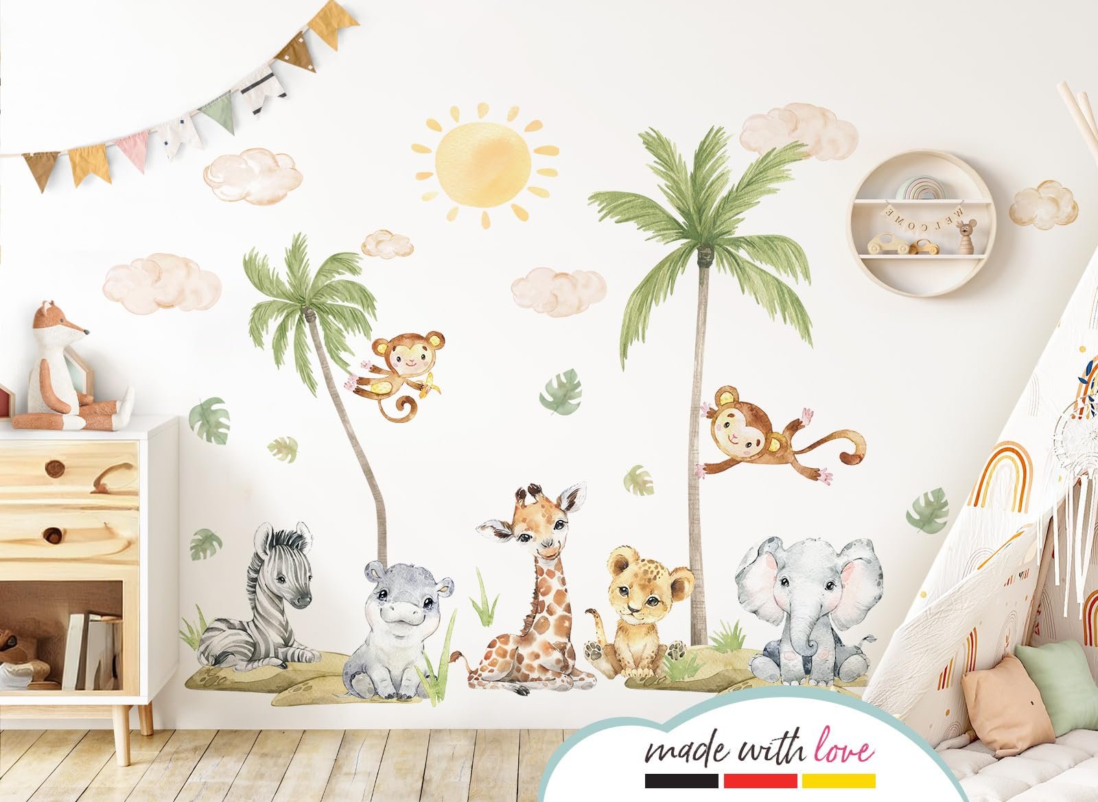 Наклейка на стену Little Deco DL5075 Safari Animals Giraffe Lion XXL, фото №2