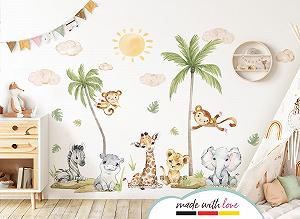 Наклейка на стену Little Deco DL5075 Safari Animals Giraffe Lion XXL synthetic.ua - Фото 1