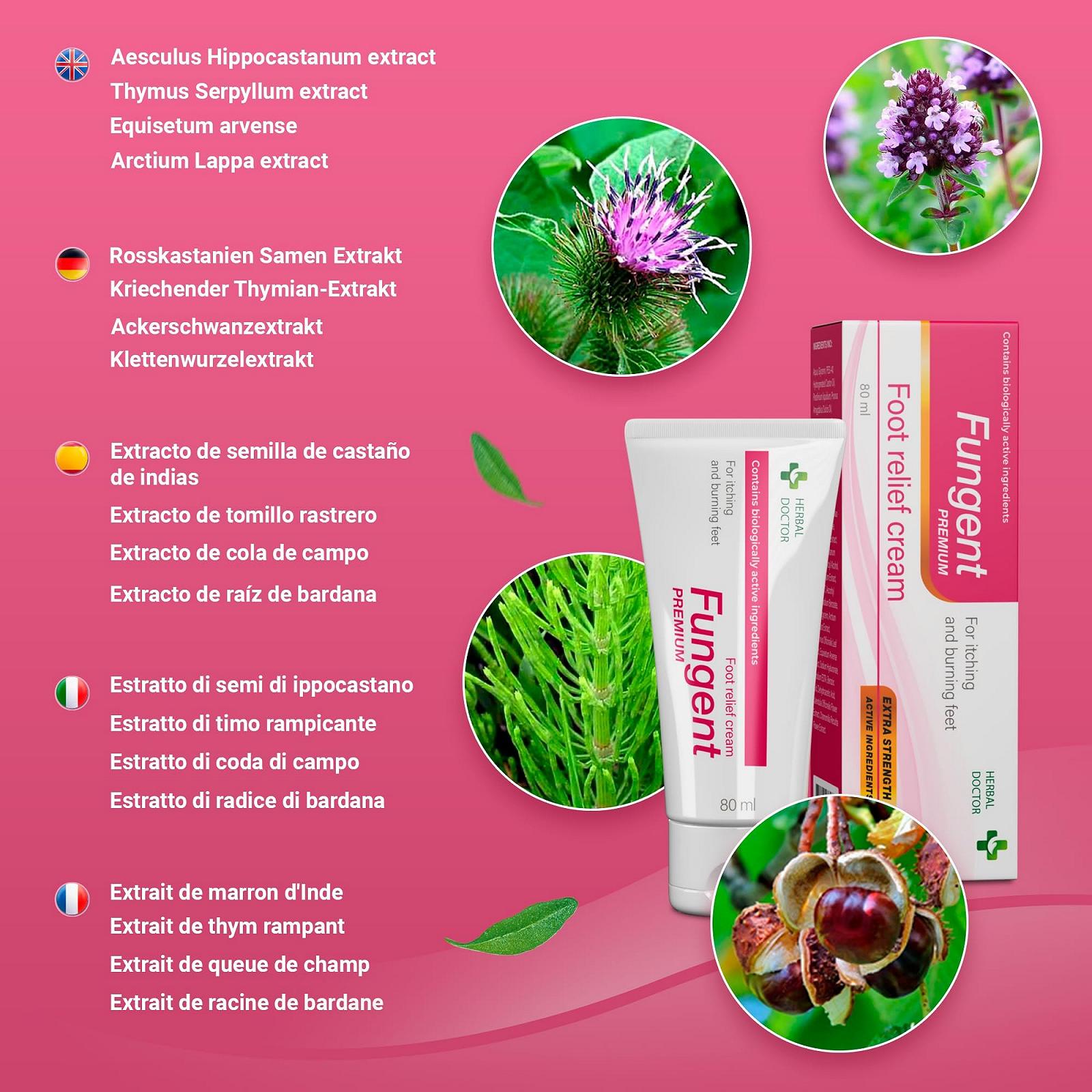 Крем Fungent Premium натуральний для догляду за шкірою стоп проти грибка, 80 мл, фото №2