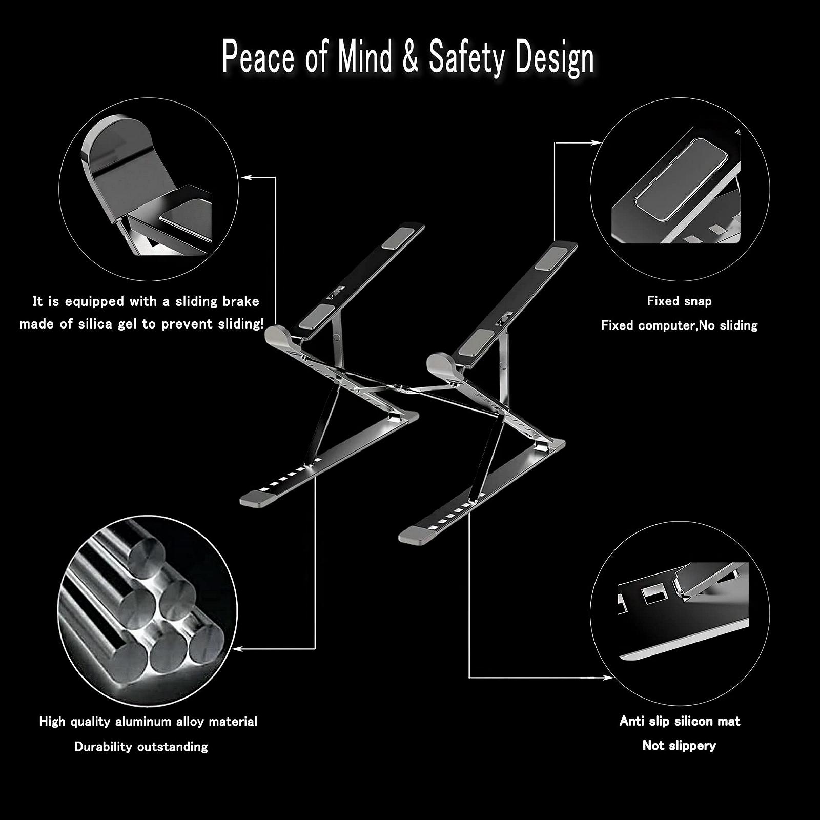 Підставка для ноутбука Dogfish, 9+7 рівнів, регульована по висоті, вентильована алюмінієва, 10-17,3-дюймових, фото №5 Підставка для ноутбука Dogfish, 9+7 рівнів, регульована по висоті, вентильована алюмінієва, 10-17,3-дюймових, фото №5