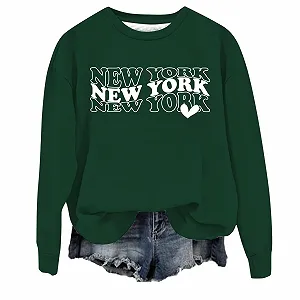 Женский Свитшот Lässige С принтом букв Модный Свободный крой Круглый вырез Аниме Осень Милый - Фото 1