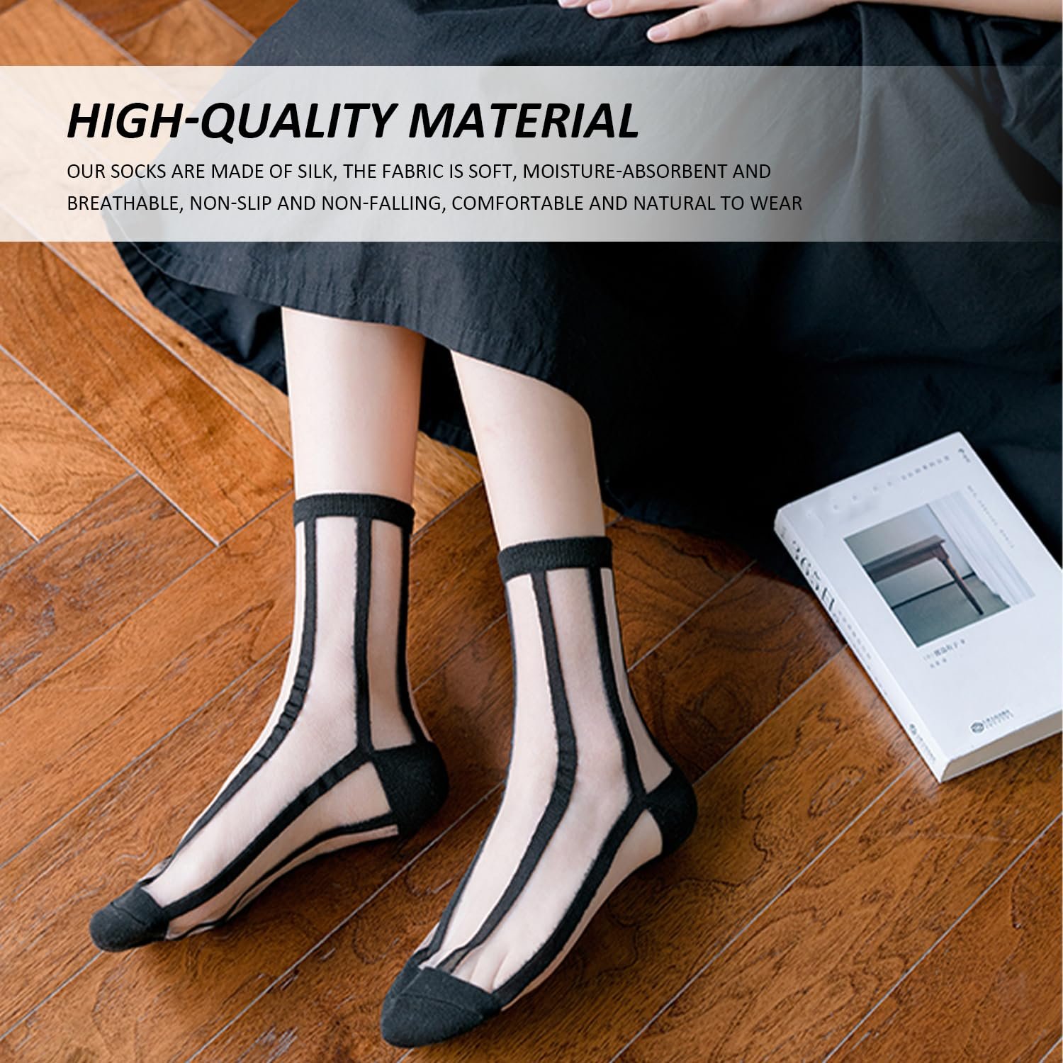 Шкарпетки Прозорі Чорні 5 пар Мереживо, фото №4